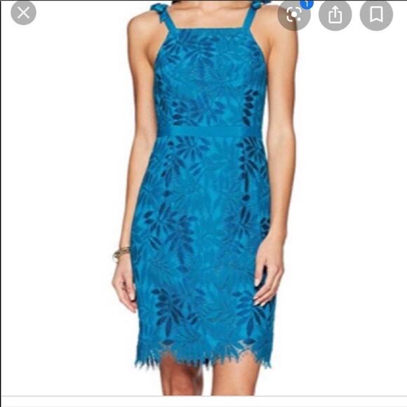NWT Lilly Pulitzer Kayleigh Blue Floral Lace Mini Dress Sz 00 Sleeveless - Picture 1 of 11